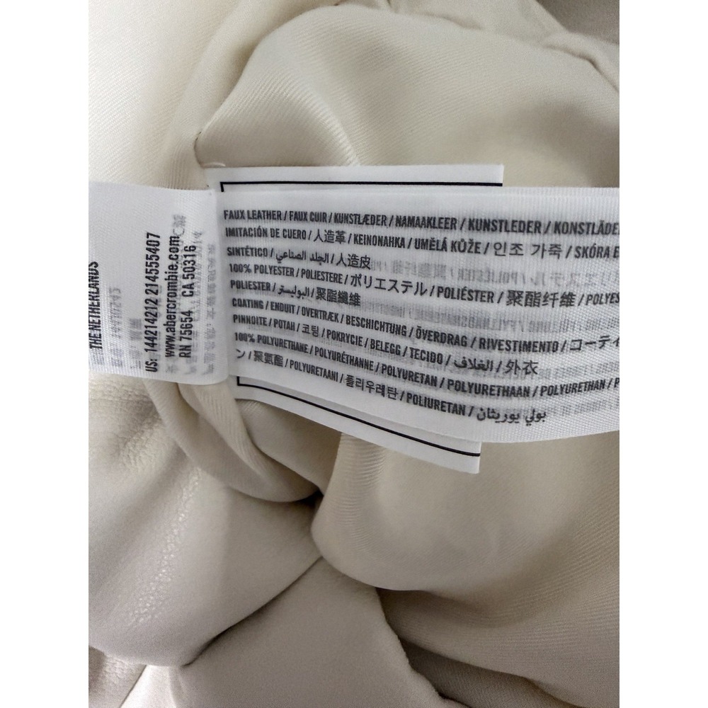Abercrombie & Fitch Mini Puffer Vegan Leather Jacket Cream Women's Size‎ Small - Picture 10 of 11